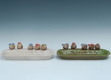Bird Feeder Tabletop Porcelain w/Birds 16x7x3 Asst