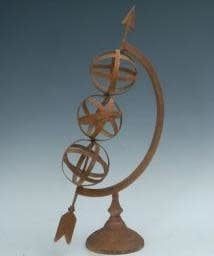 Statuary Armillary w/3 Spheres Metal Rust 25H