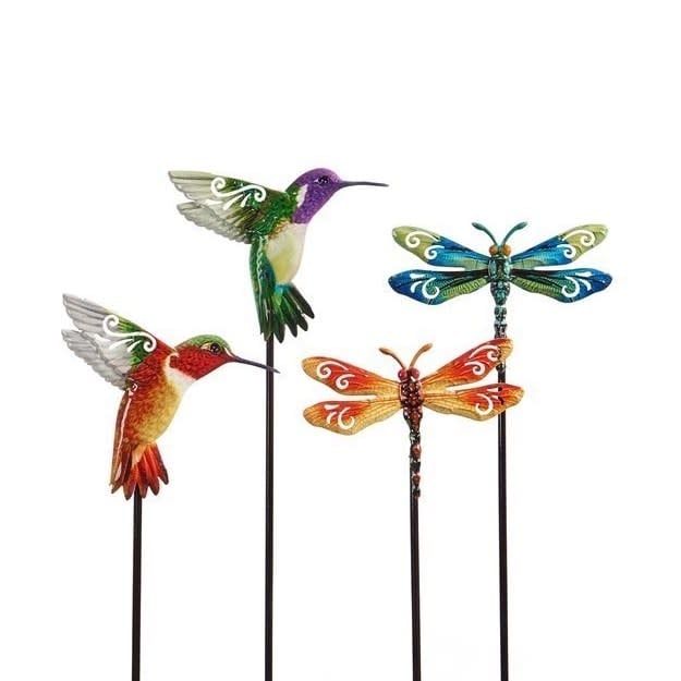 Plant Pick / Garden Stake Nature Conservatory Hbird/Drgfly Asst 24H