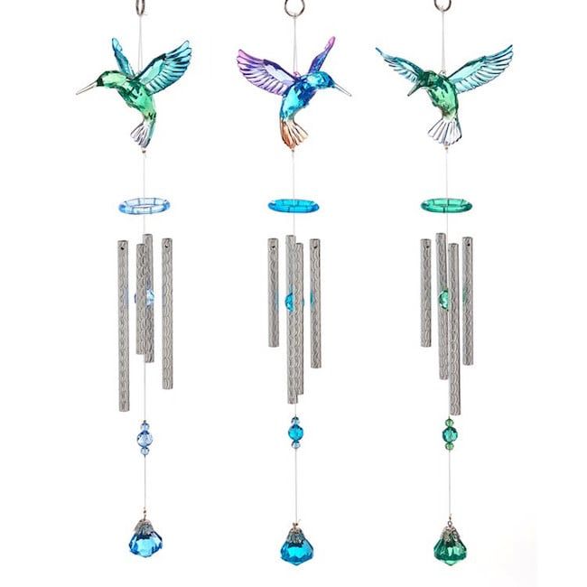 Wind Chime Hummingbird 17H Asst Metal/Acrylic