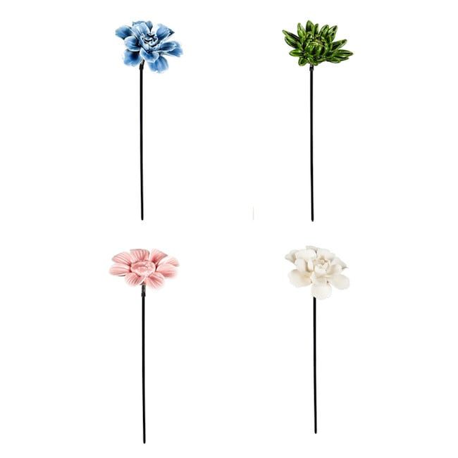 Plant Pick Ceramic Flower Asst 10H