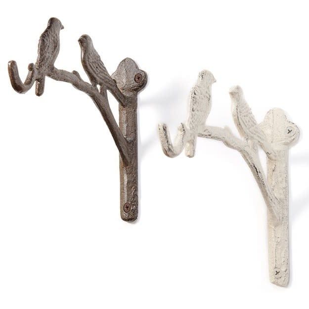 Wall Hook 2 Birds on Branch 1-Hook 8x7x2 Cast Iron