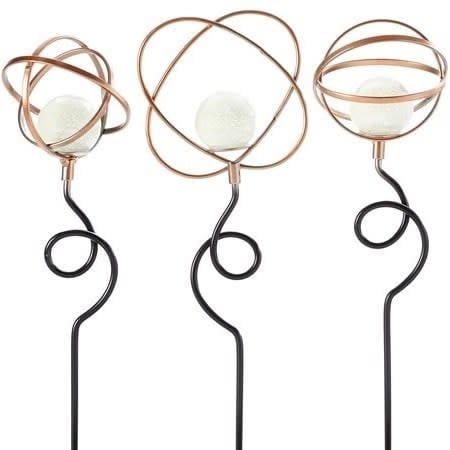 Plant Pick / Garden Stake Glow-in-the-Dark Asst Metal/Glass 12H
