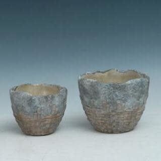 Pot Weave Decor Lrg 8x6 Cement