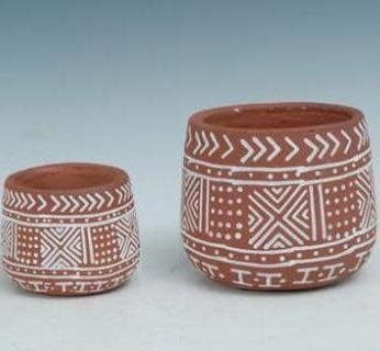 Pot Primitive Pattern Lrg 7x5 Terracotta