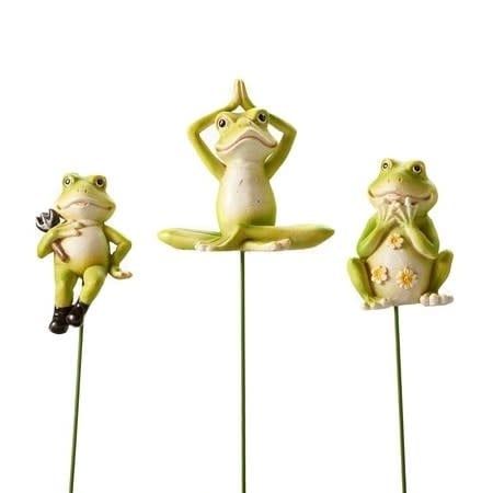 Plant Pick / Garden Stake Frog Asst Resin/Metal 11H