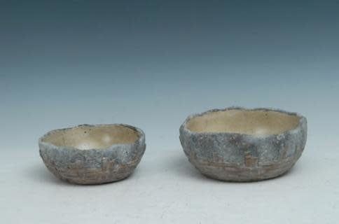 Pot/Low Bowl Weave Decor Sml 7.5x3 Cement