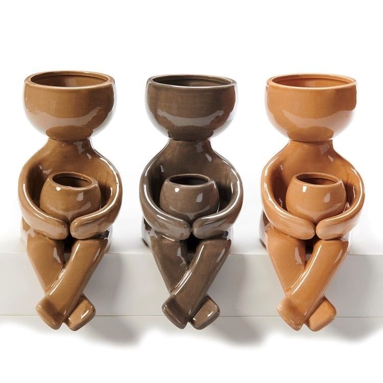Pot Sitting Figure Planter 4x3x6 Asst