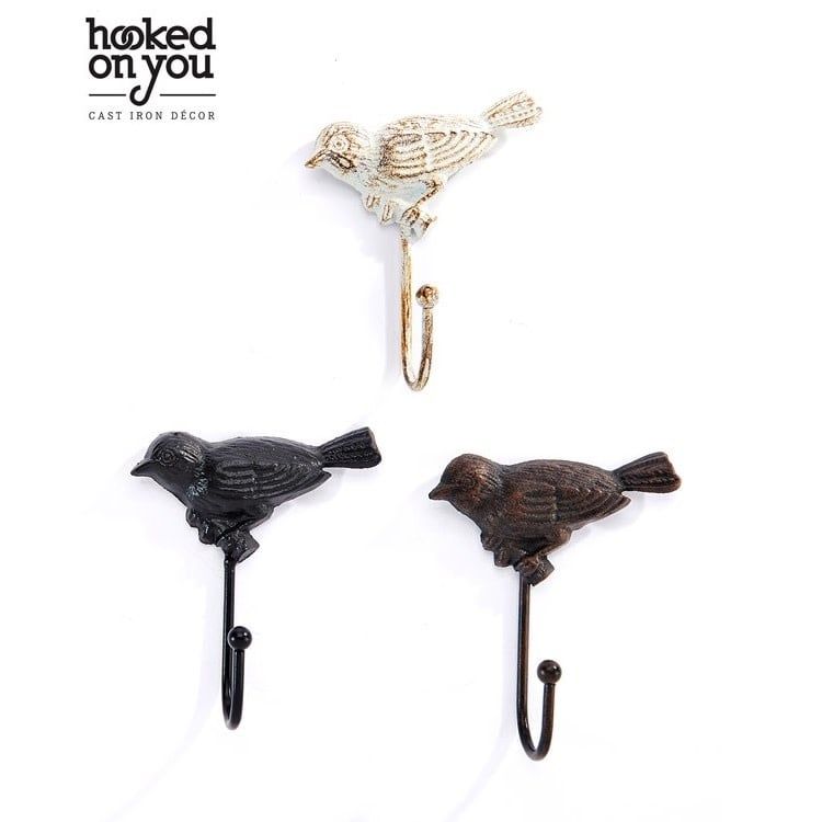 Wall Hook Bird Asst Design 1-Hook 4x4 Cast Iron