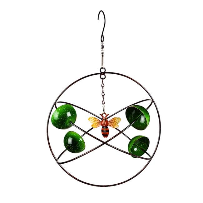 Hanging Wind Twirler/Spinner Green Circles Bee