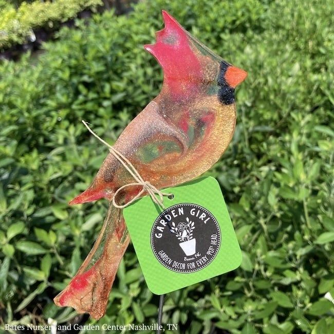 Garden Stake Sml Brown Cardinal Hand Crafted 12H Resin