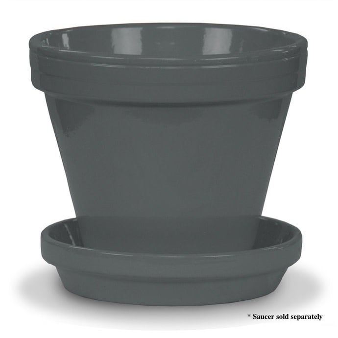 Pot 6&quot; Glazed Standard Cool / Smoke Grey