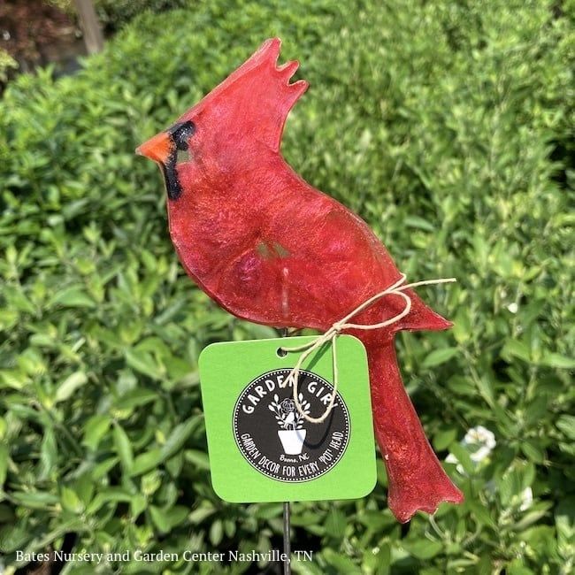 Garden Stake Sml Red Cardinal Hand Crafted 12H Resin