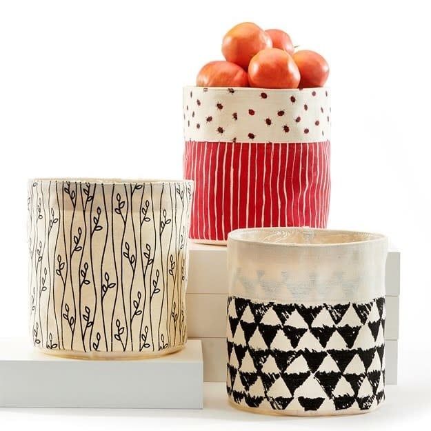 Pot Fabric  Storage Planter w/Liner 7&quot; Leaves/Ladybug/Triangle