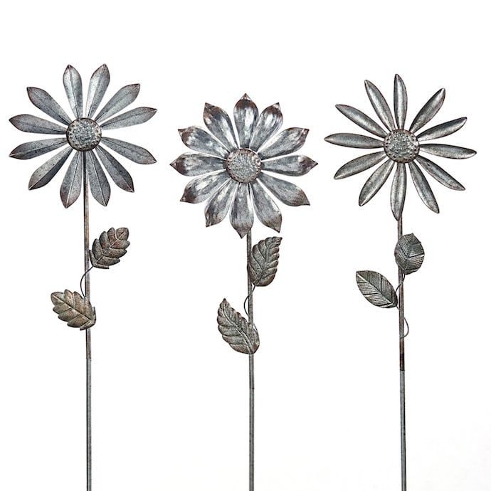 Wind Spinner / Garden Stake Flower Asst Metal 36H