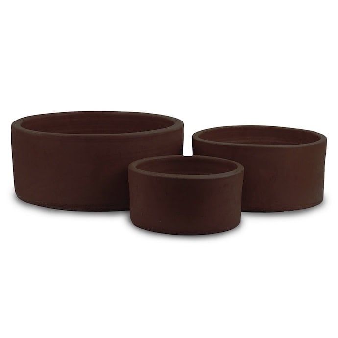 Pot Low Thai Cylinder Lrg 15x6 Rustic Black