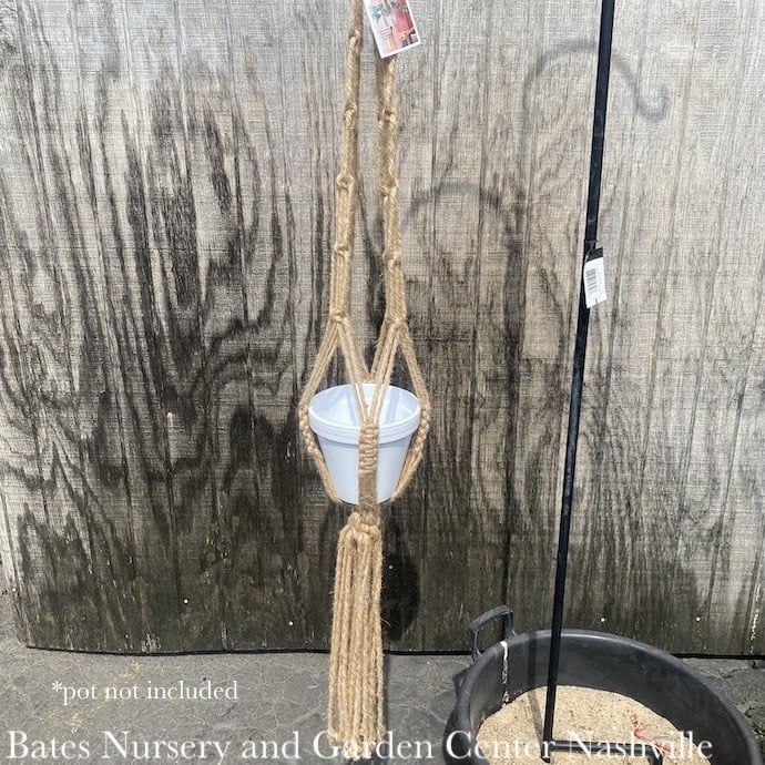 Plant Hanger Macrame / Natural Jute Ring Top w/Knotted Straps 48&quot;