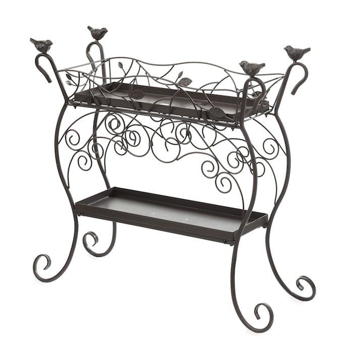 Plant Stand Birds w/Vine 2-Tier Shelf 32x30x12 Cast Iron