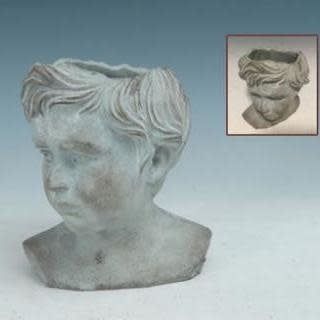 Pot/Statuary Boy Bust/Head Planter 7x6x9 Cement