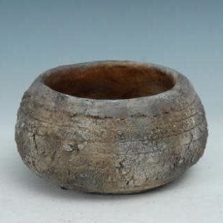 Pot/Bowl Banded/Ringed Rustic Lrg 7.5x4 Cement