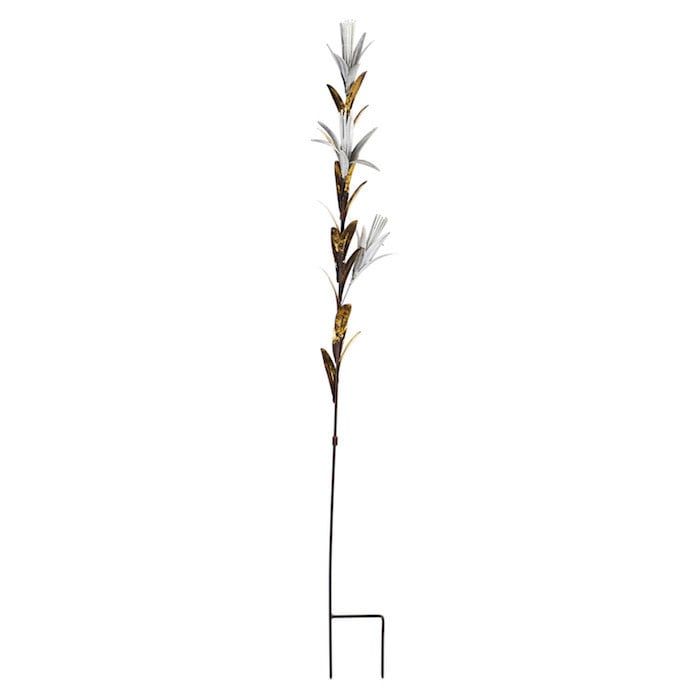 Garden Stake Enamel &amp; Distressed Metal White/Gold