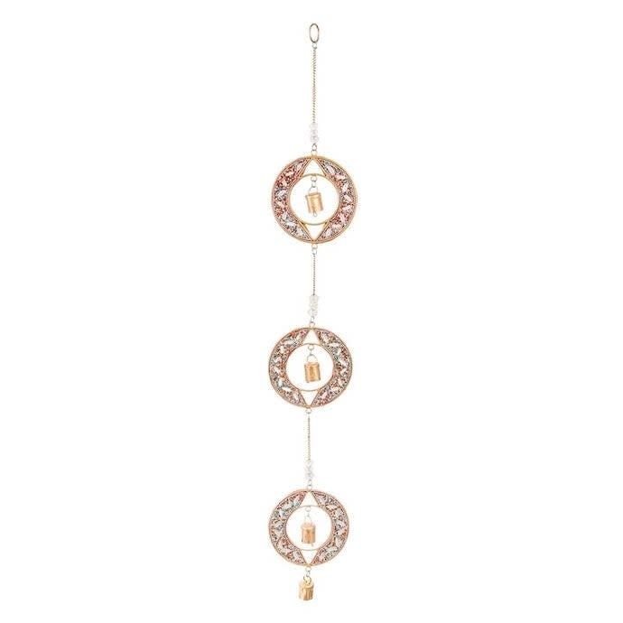 Wind Chime 3-Tier Beaded w/Bells Metal Handmade Multi-color 35H