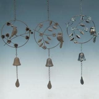 Wind Chime / Bell Bird &amp; Branch Asst 24H Metal