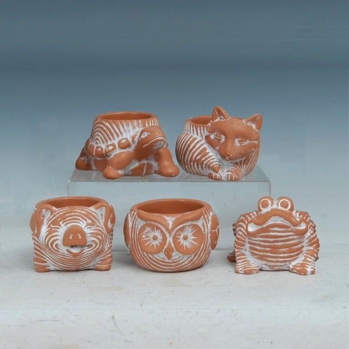 Pot 4" Animal Frog/Fox/Turtle/Pig/Owl Asst Terra Cement