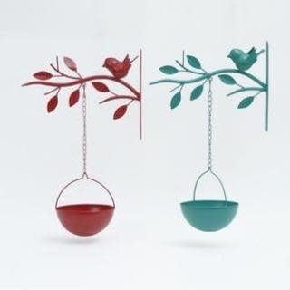 Bird Feeder Bird on Branch 12x6x19 Metal Asst