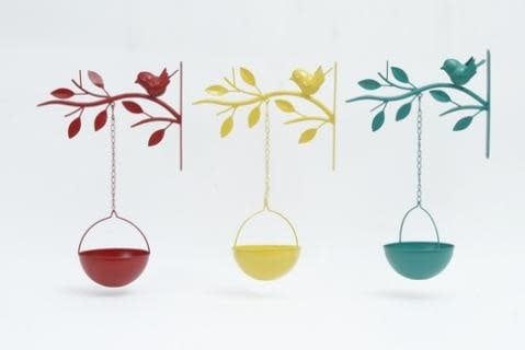 Bird Feeder Bird on Branch 12x6x19 Metal Asst