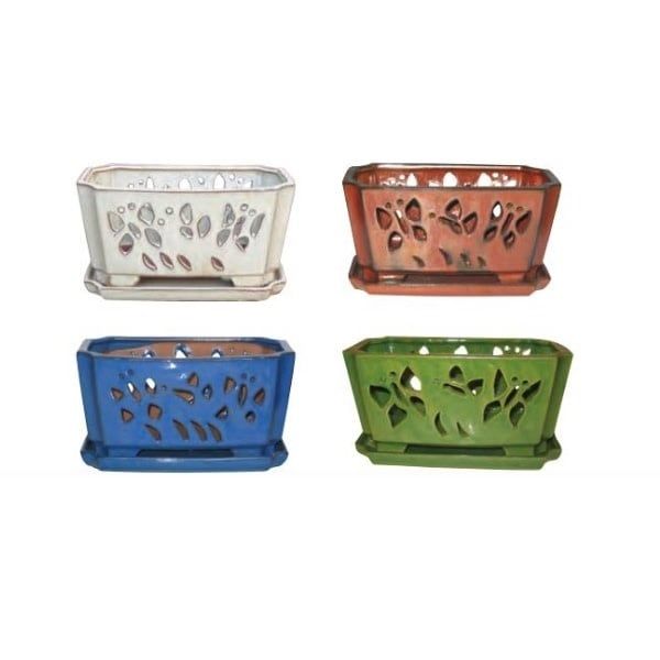 Pot Orchid Window Box Butterfly 10&quot; Glazed