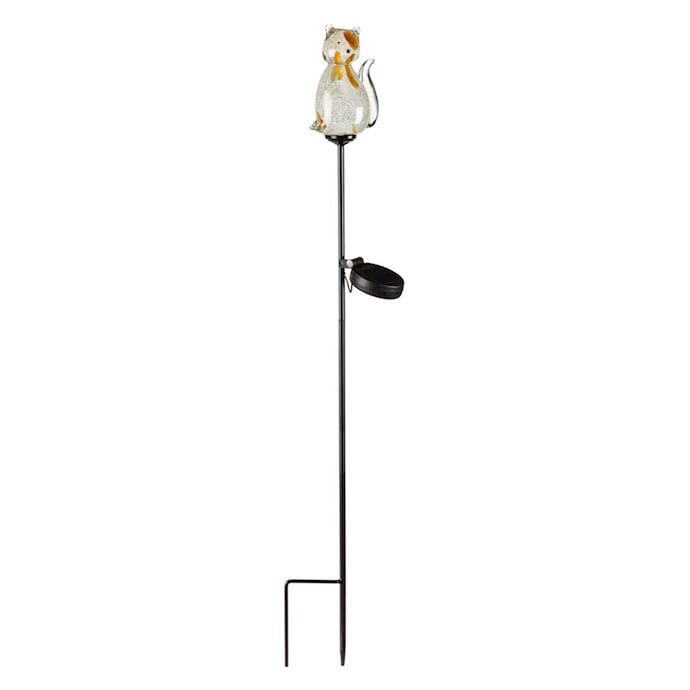 Garden Stake Solar Art Glass Cat 22.75H