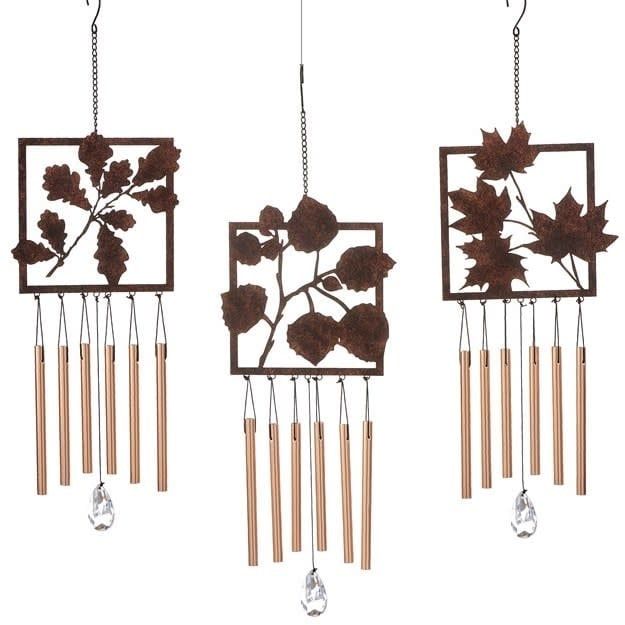 Wind Chime Framed Leaves Asst 22H Metal/Acrylic
