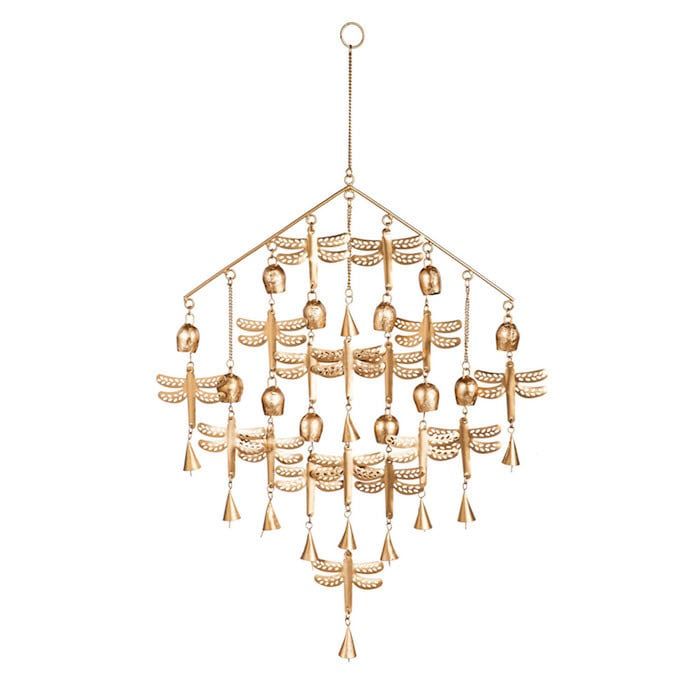 Wind Chime / Garden Bells Angled Dragonfly 17x31H Metal