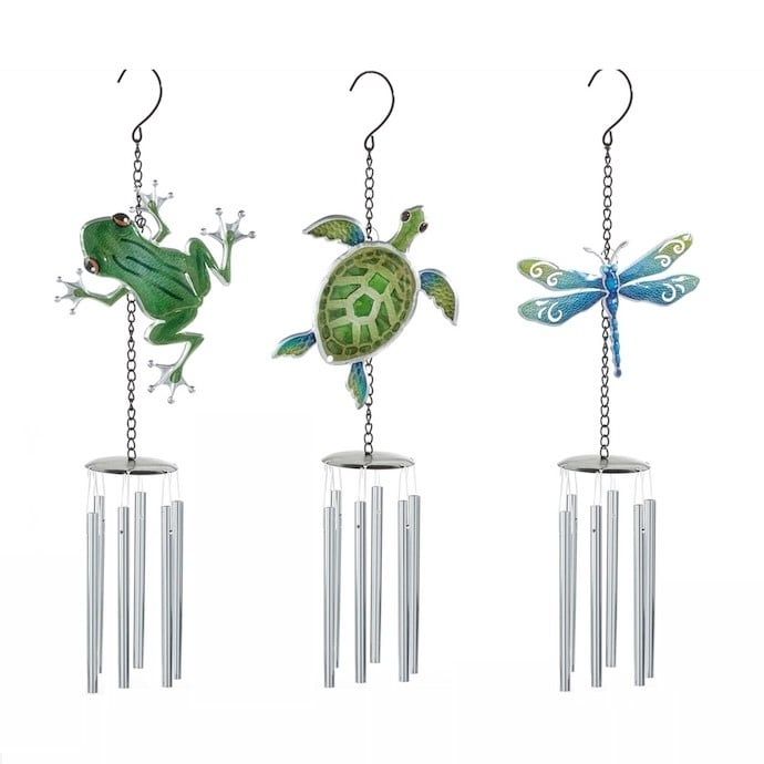 Wind Chime Frog/Turtle/Drgfly Asst 35H Metal