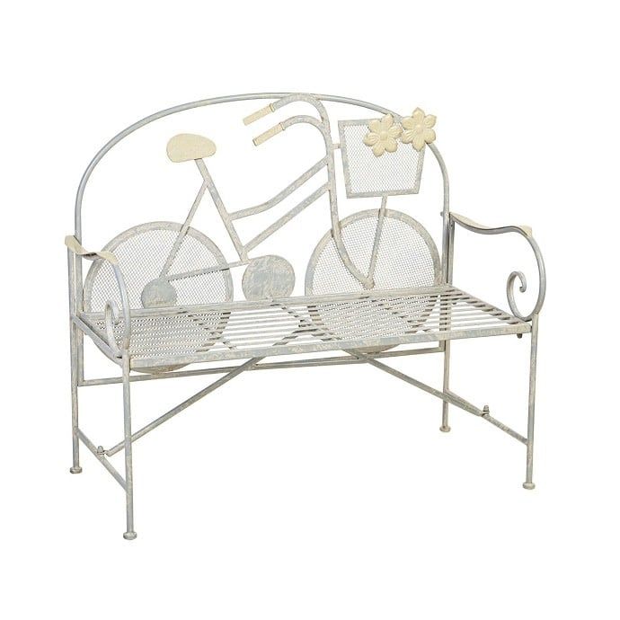 Bench Bicycle 45x39x20 White/Pale Yellow Metal
