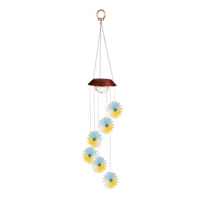 Hanging Mobile Color Changing Solar Florals w/Spinning Light Plastic 26&quot;
