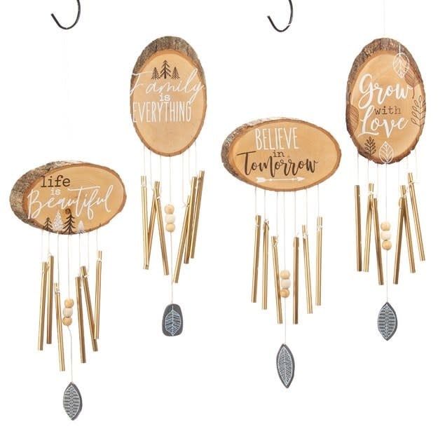Wind Chime Sentiment 4x10H Asst Wood/Metal