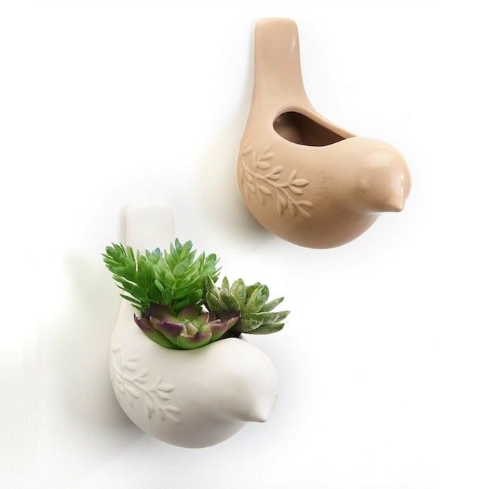 Bird Feeder Wall Ceramic 5.5x3.5x6 Asst
