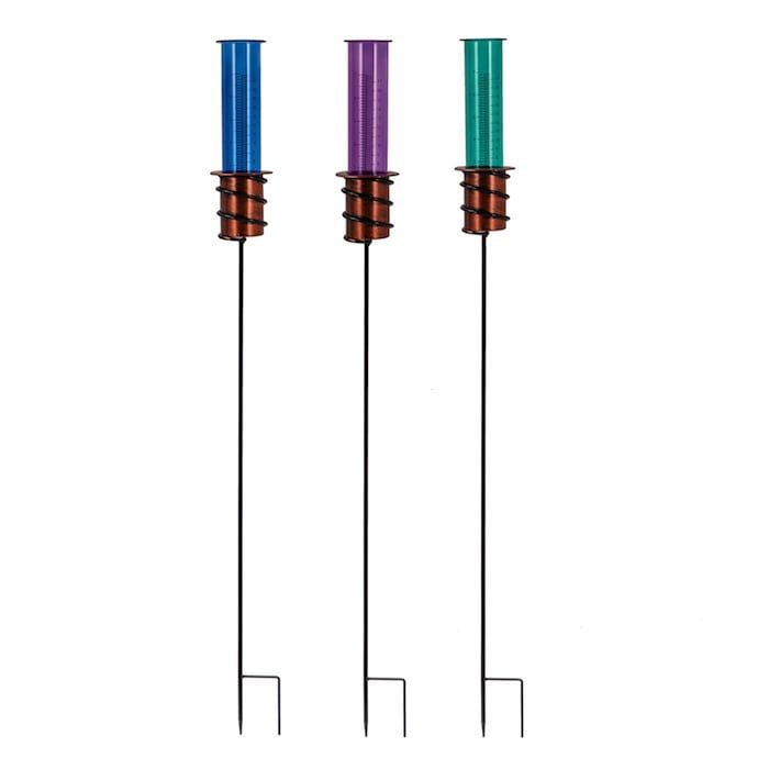 Rain Gauge/Garden Stake Colored  Tube w/Spiral Base Glass/Metal 28H (#7C)