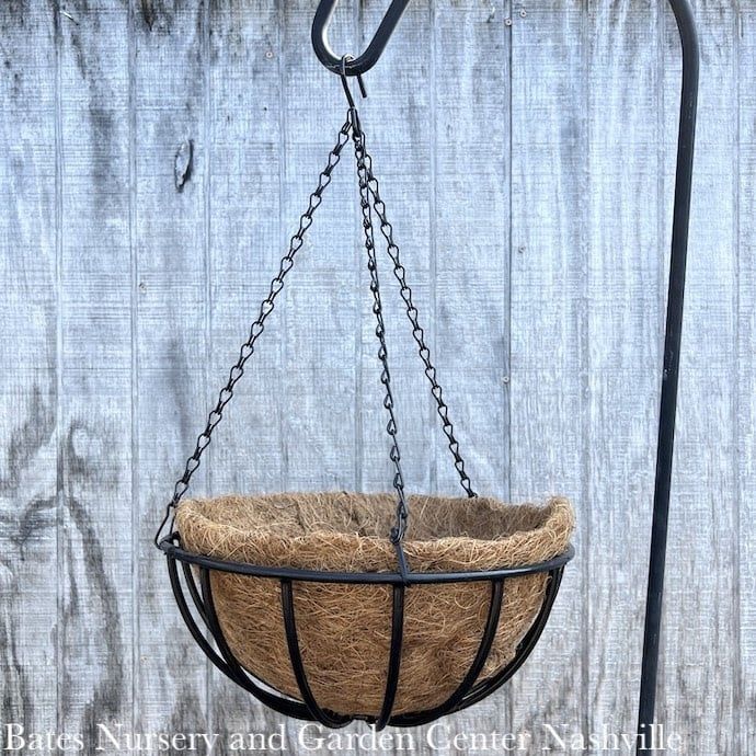 12&quot; Liberty Hanging Basket Black Metal w/Coco Liner Border