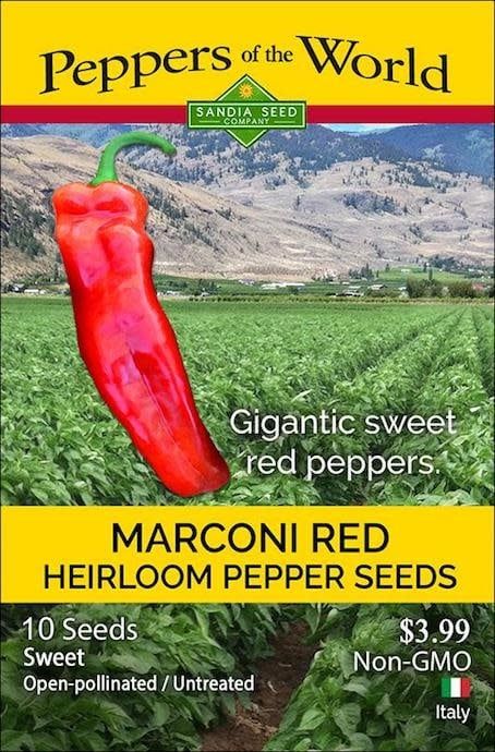 Seed Pepper Marconi Red Sweet - Capsicum annuum