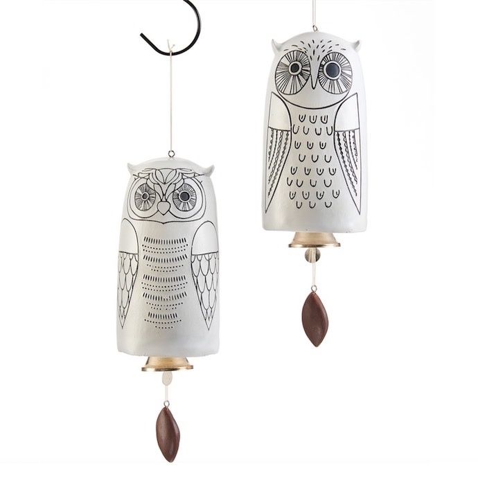 Wind Chime / Garden Bell Owl 6H Asst Metal/Resin/Ceramic