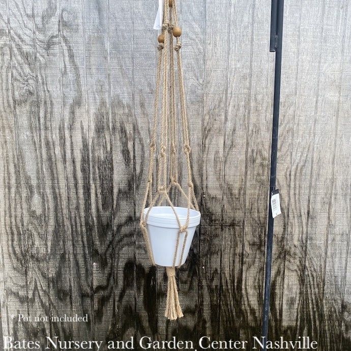 Plant Hanger 36&quot; Macrame All Natural Jute w/Beads Primitive Planters