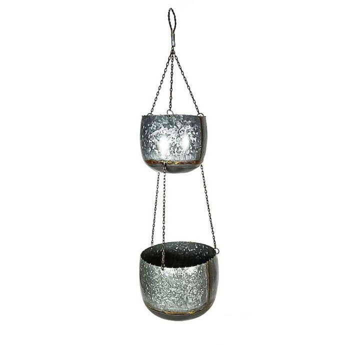 Hanging Planter 2-Tier Galvanized Metal 18&quot;H