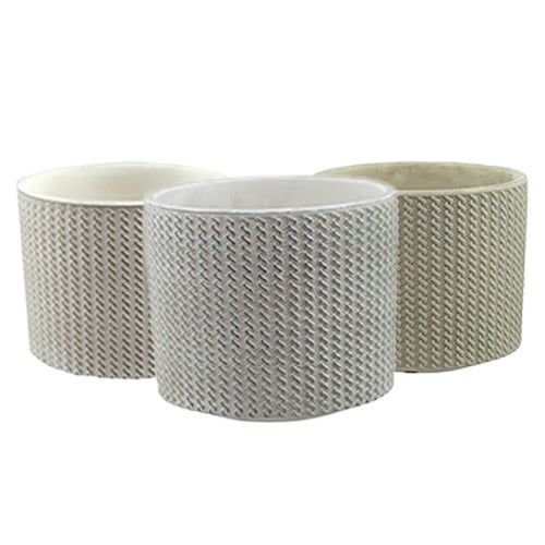 Pot Line Stripes Planter &amp; Jute Hanger 4.7x4 Asst