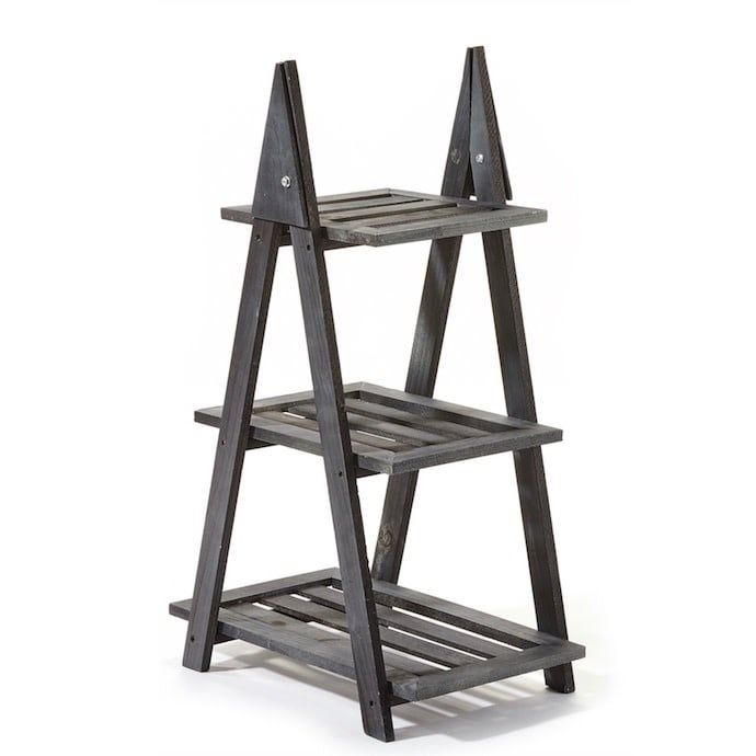 Plant Stand 3-Tier Black Wood 19x12x31