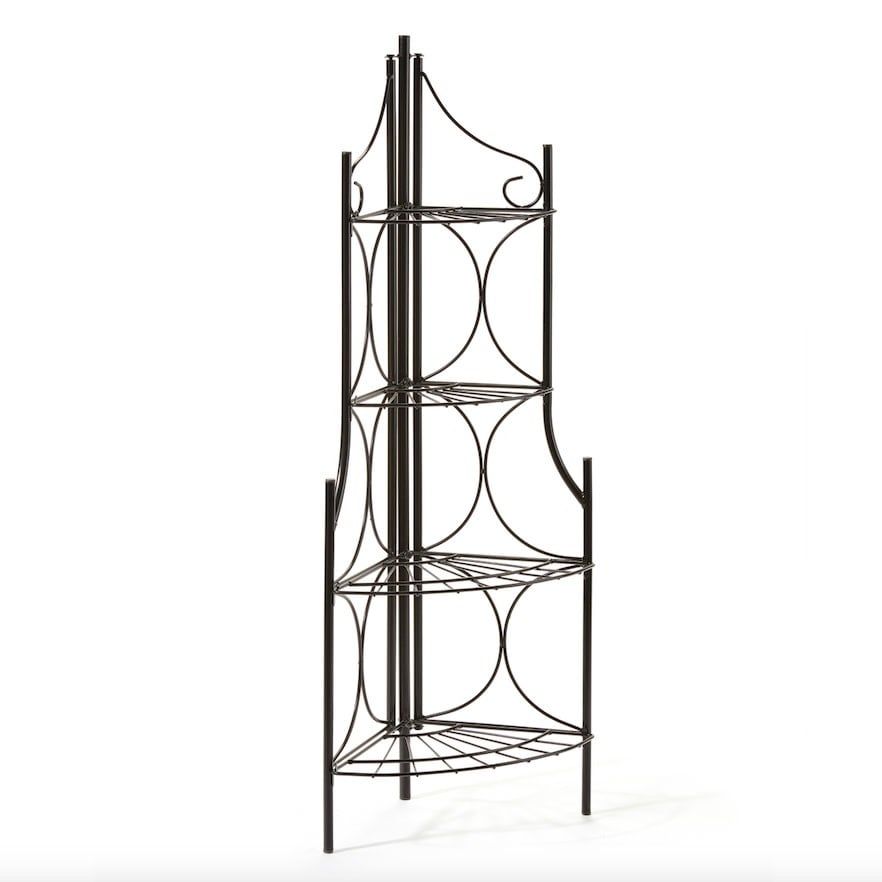 Plant Stand 4-Tier Corner Black Metal 15x10x42