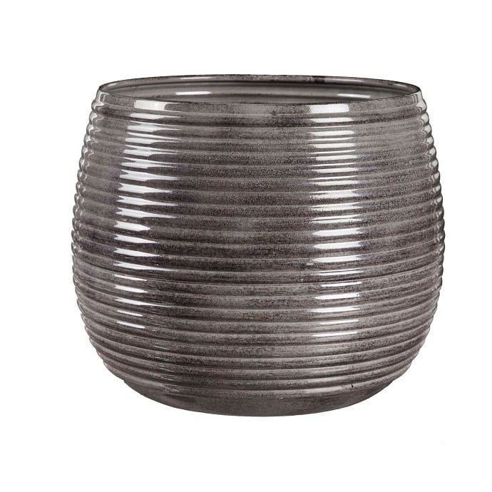 Pot Ribbed Planter Lrg 15.5x12.5 Iron