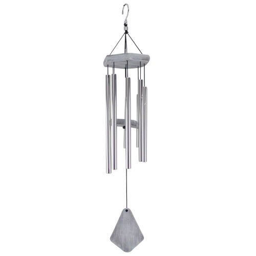 Wind Chime Tune Whitewashed Wood Sml 28H Metal/Wood